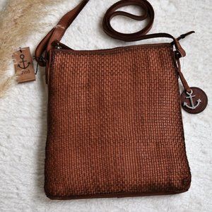 NEW! Harbour 2nd Woven Genuine Leather Crossbody Shoulder Bag.